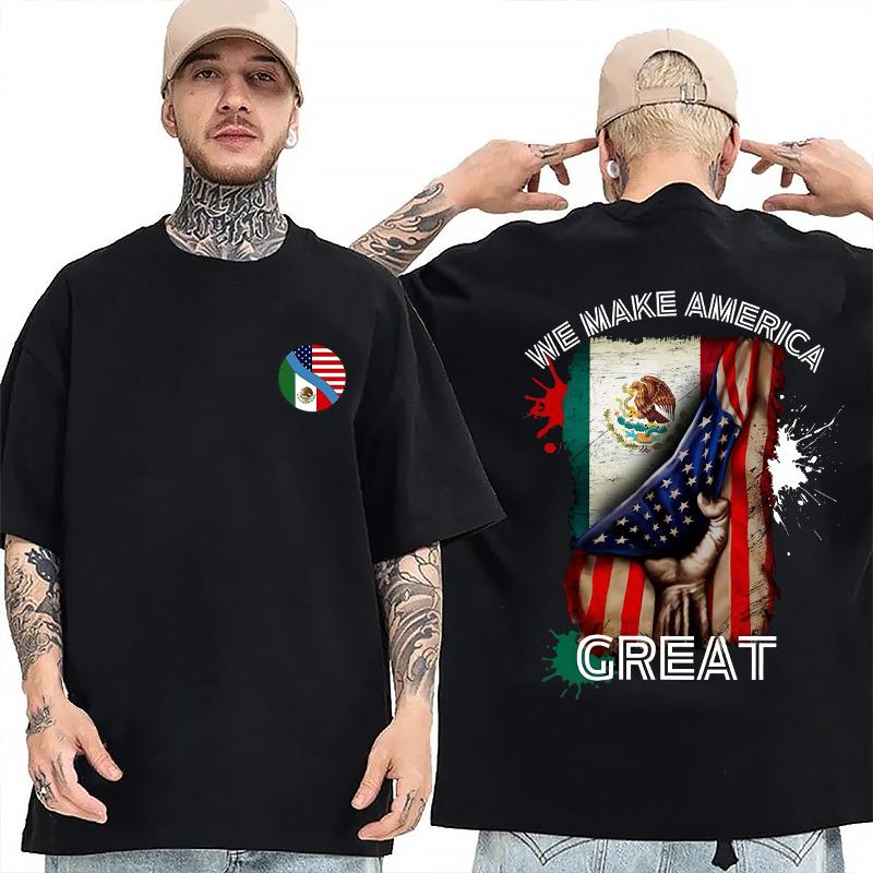 We Make America Great: Mexican American Pride Hoodie - Cotton Sweatshirt with Flags