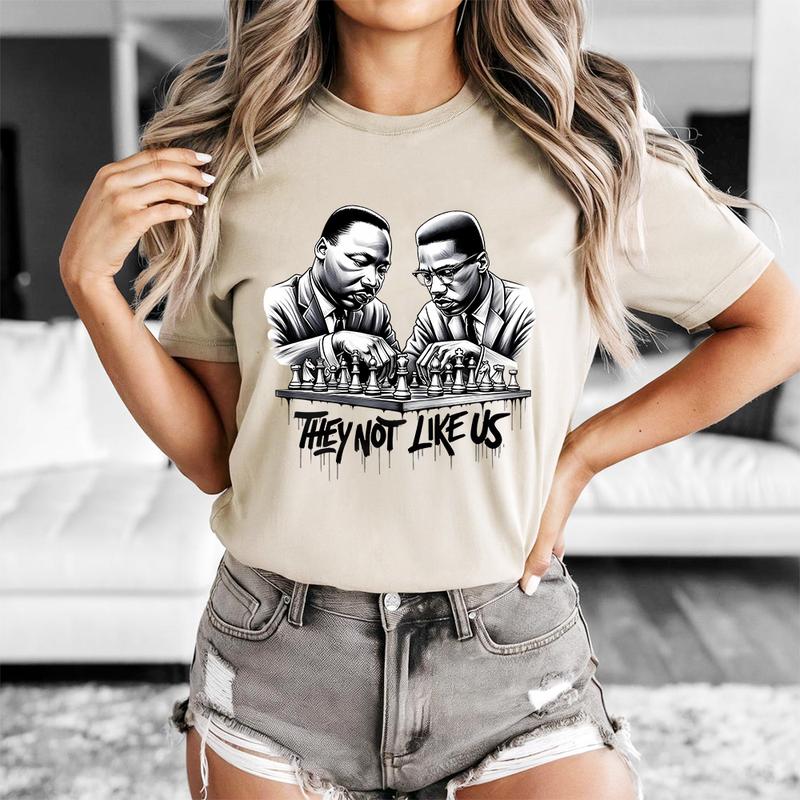 They Not Like Us T-Shirt – MLK & Malcolm X Chess Graphic Tee for Black History & Culture