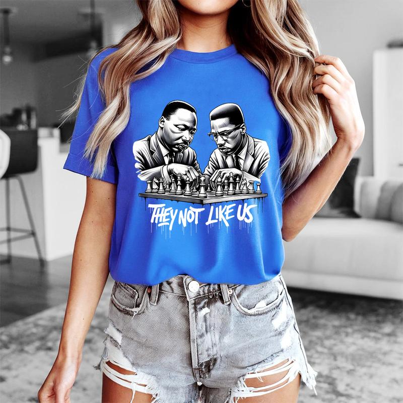 They Not Like Us T-Shirt – MLK & Malcolm X Chess Graphic Tee for Black History & Culture