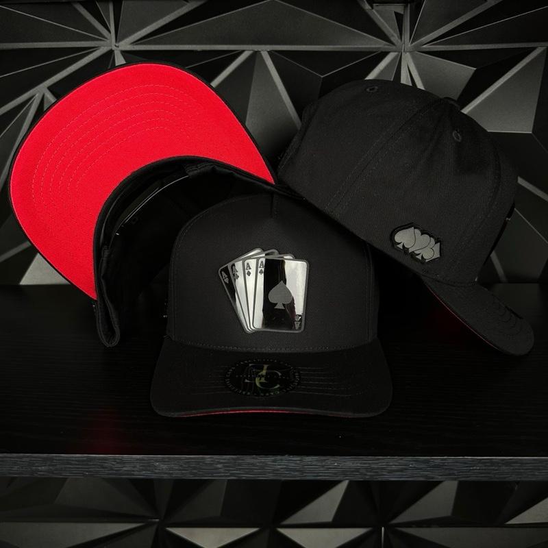 Bold Poker Plate SnapBack Hat - Black and Red
