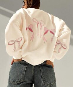 Stylish Women's Butterfly Print Crew Neck Pullover – Casual Long Sleeve Sweatshirt for Spring & Fall