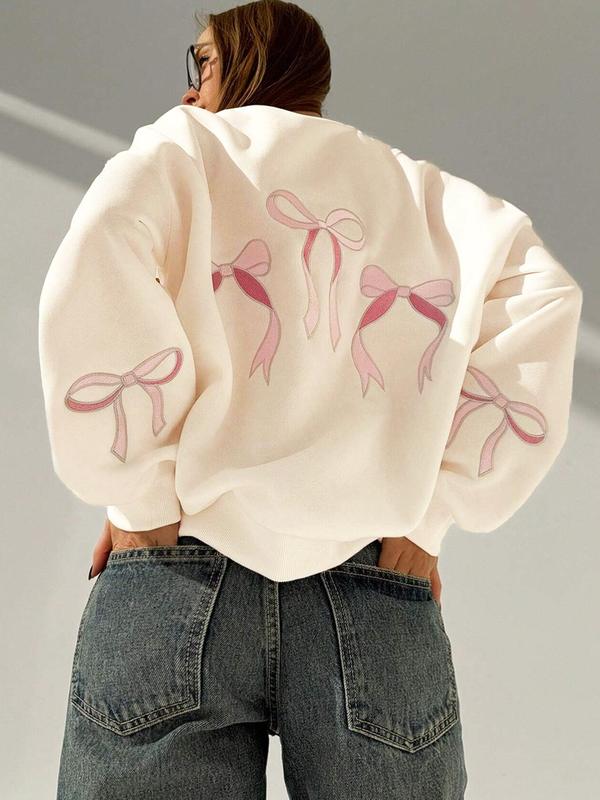 Stylish Women's Butterfly Print Crew Neck Pullover – Casual Long Sleeve Sweatshirt for Spring & Fall