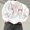 Stylish Women's Butterfly Print Crew Neck Pullover – Casual Long Sleeve Sweatshirt for Spring & Fall