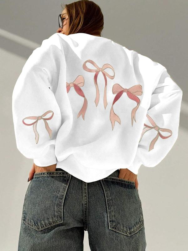 Stylish Women's Butterfly Print Crew Neck Pullover – Casual Long Sleeve Sweatshirt for Spring & Fall