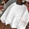Stylish Women's Butterfly Print Crew Neck Pullover – Casual Long Sleeve Sweatshirt for Spring & Fall