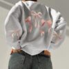 Stylish Women's Butterfly Print Crew Neck Pullover – Casual Long Sleeve Sweatshirt for Spring & Fall