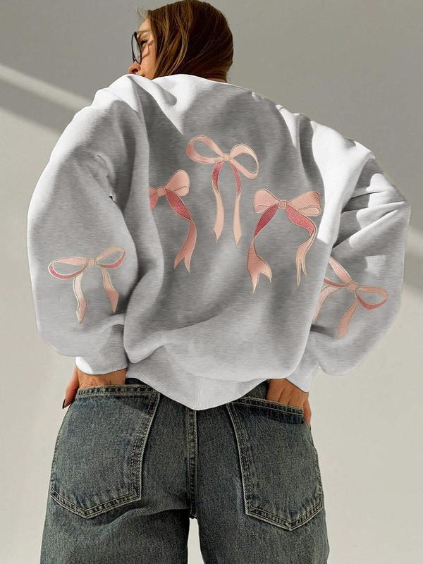 Stylish Women's Butterfly Print Crew Neck Pullover – Casual Long Sleeve Sweatshirt for Spring & Fall