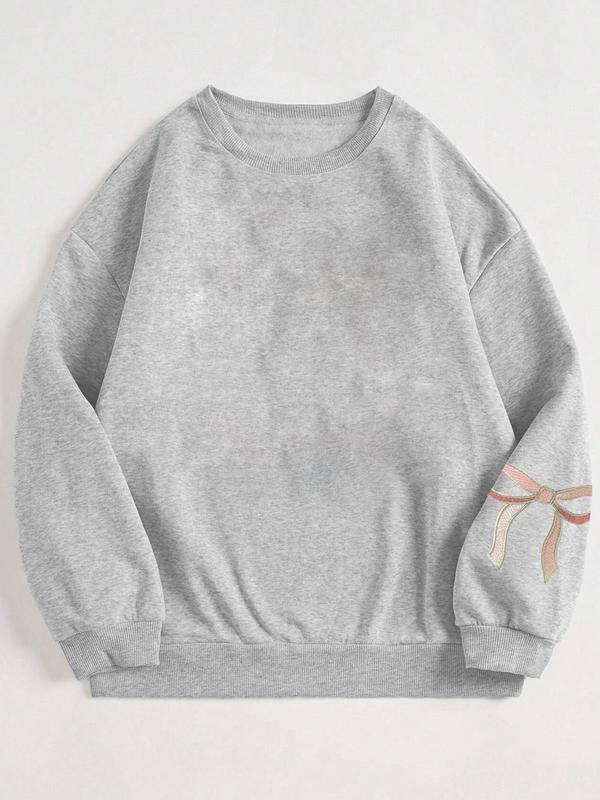 Stylish Women's Butterfly Print Crew Neck Pullover – Casual Long Sleeve Sweatshirt for Spring & Fall