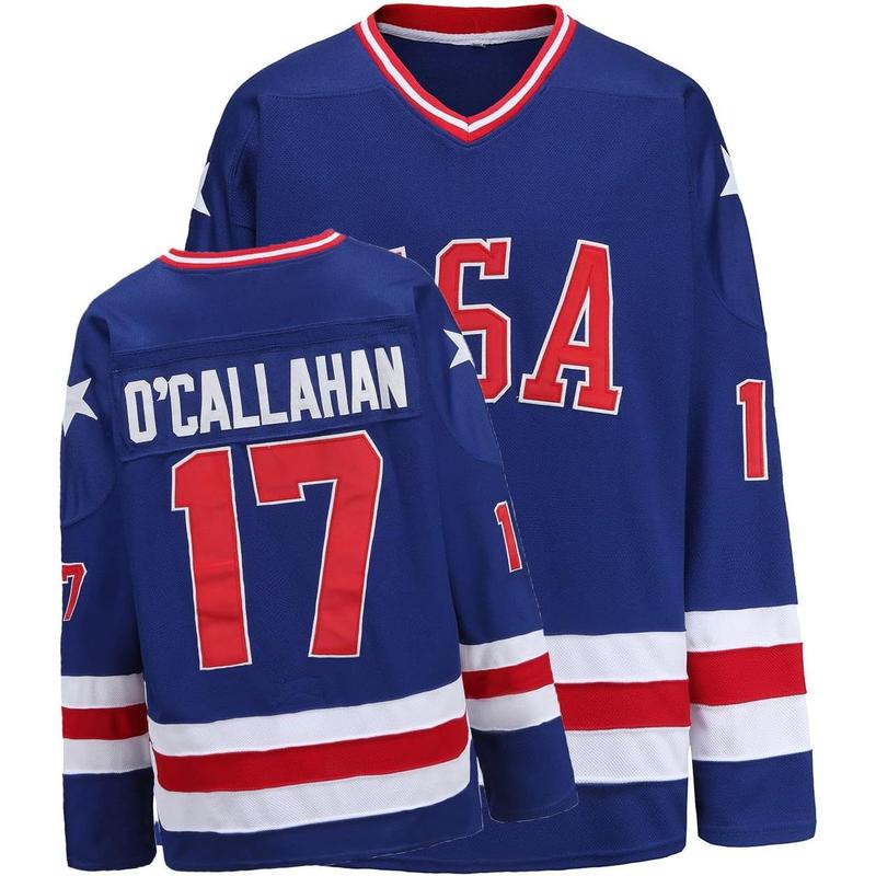 USA 1980 Olympic Hockey Jersey - Stitched Letters & Numbers - Team O'CALLAHAN 17 - S-XXXL