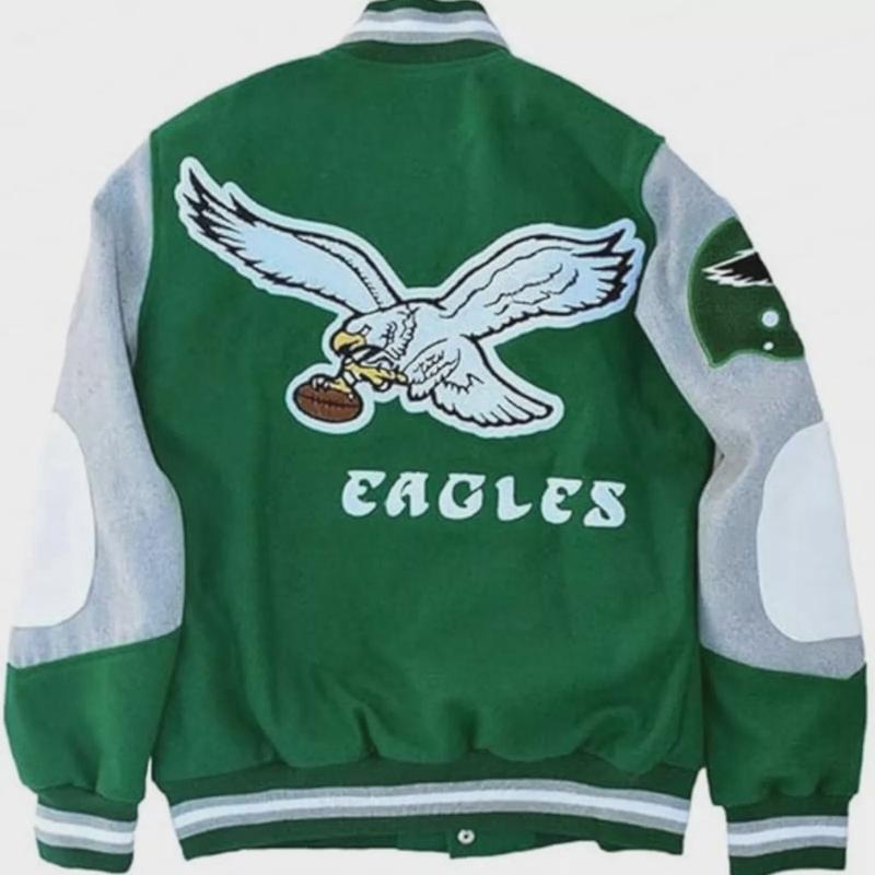 Philadelphia Eagles Vintage Green Varsity Jacket - Princess Diana Inspired