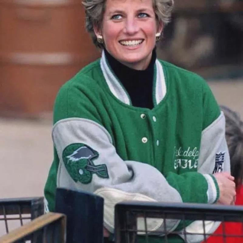 Philadelphia Eagles Vintage Green Varsity Jacket - Princess Diana Inspired