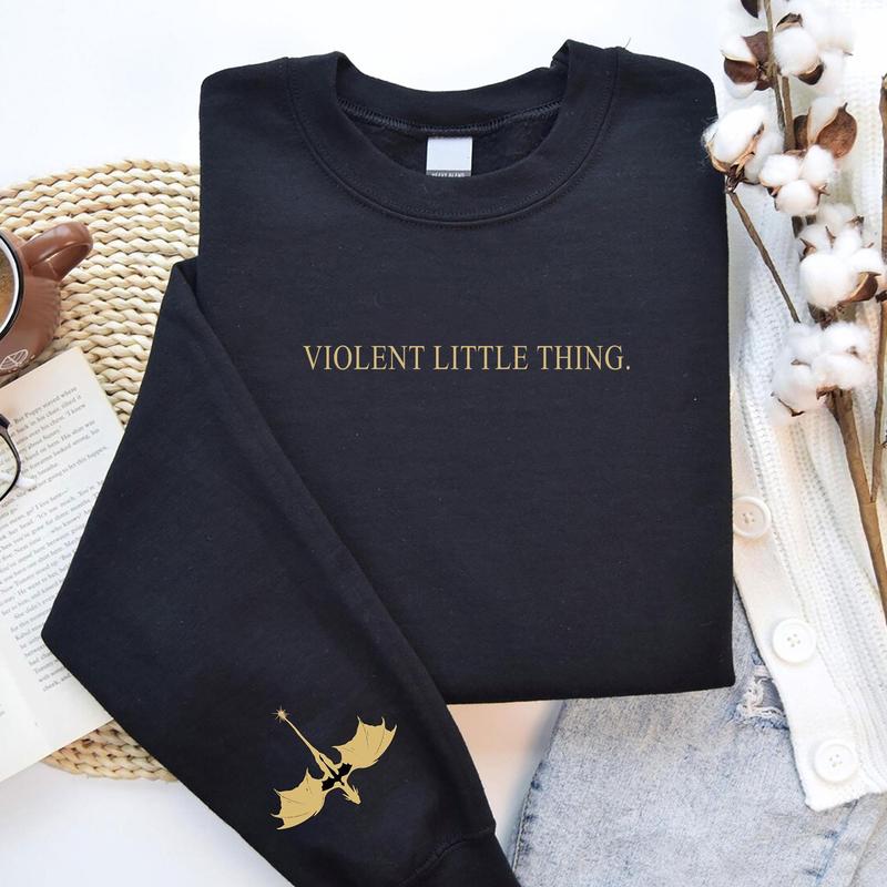 Violent Little Thing Sweatshirt - Dark Academia Unisex Shirt with Xaden Riorson Dragon Motif