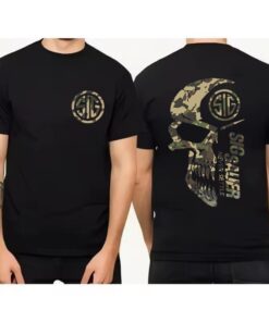 2025 Summer Men's Camo "Never Settle" T-Shirt – Unisex Short Sleeve Casual 100% Cotton, Perfect for Sig Sauer Lovers