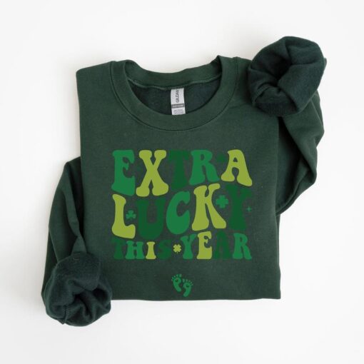 Extra Lucky This Year Sweatshirt - St. Patrick's Day Pregnancy Announcement - Mom to Be Shamrock Shirt