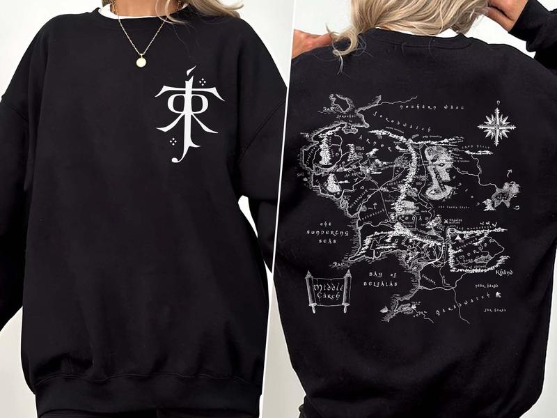 Middle Earth Map Hoodie - JRR Tolkien Lord of the Rings Sweatshirt
