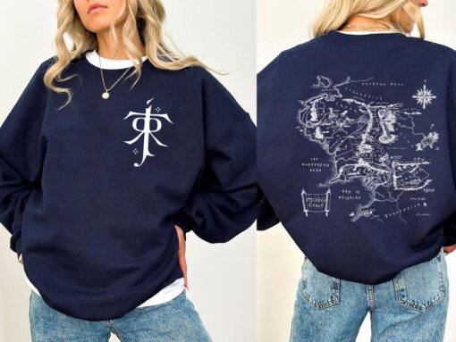Middle Earth Map Hoodie - JRR Tolkien Lord of the Rings Sweatshirt