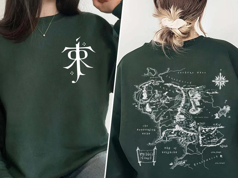 Middle Earth Map Hoodie - JRR Tolkien Lord of the Rings Sweatshirt