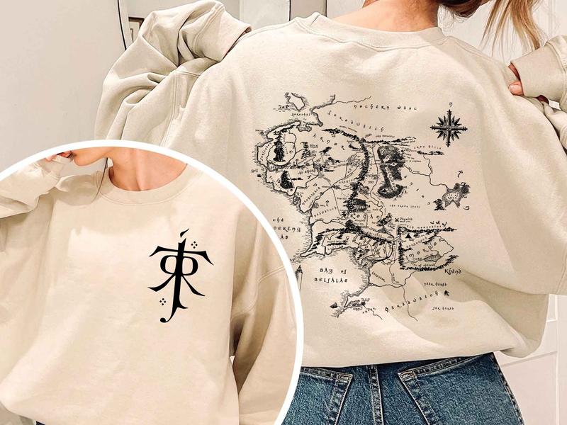 Middle Earth Map Hoodie - JRR Tolkien Lord of the Rings Sweatshirt