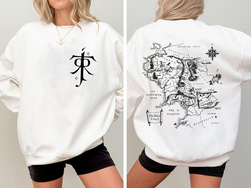 Middle Earth Map Hoodie - JRR Tolkien Lord of the Rings Sweatshirt