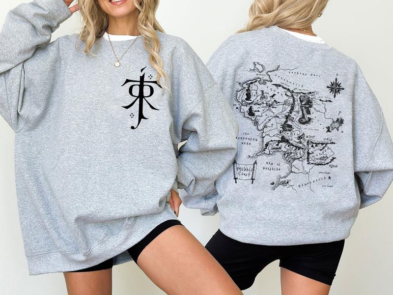 Middle Earth Map Hoodie - JRR Tolkien Lord of the Rings Sweatshirt